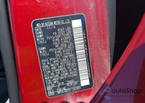 2015 Nissan Juke S/Sv/Sl/Nismo из США, поврежденный, VIN JN8AF5MV9FT552985